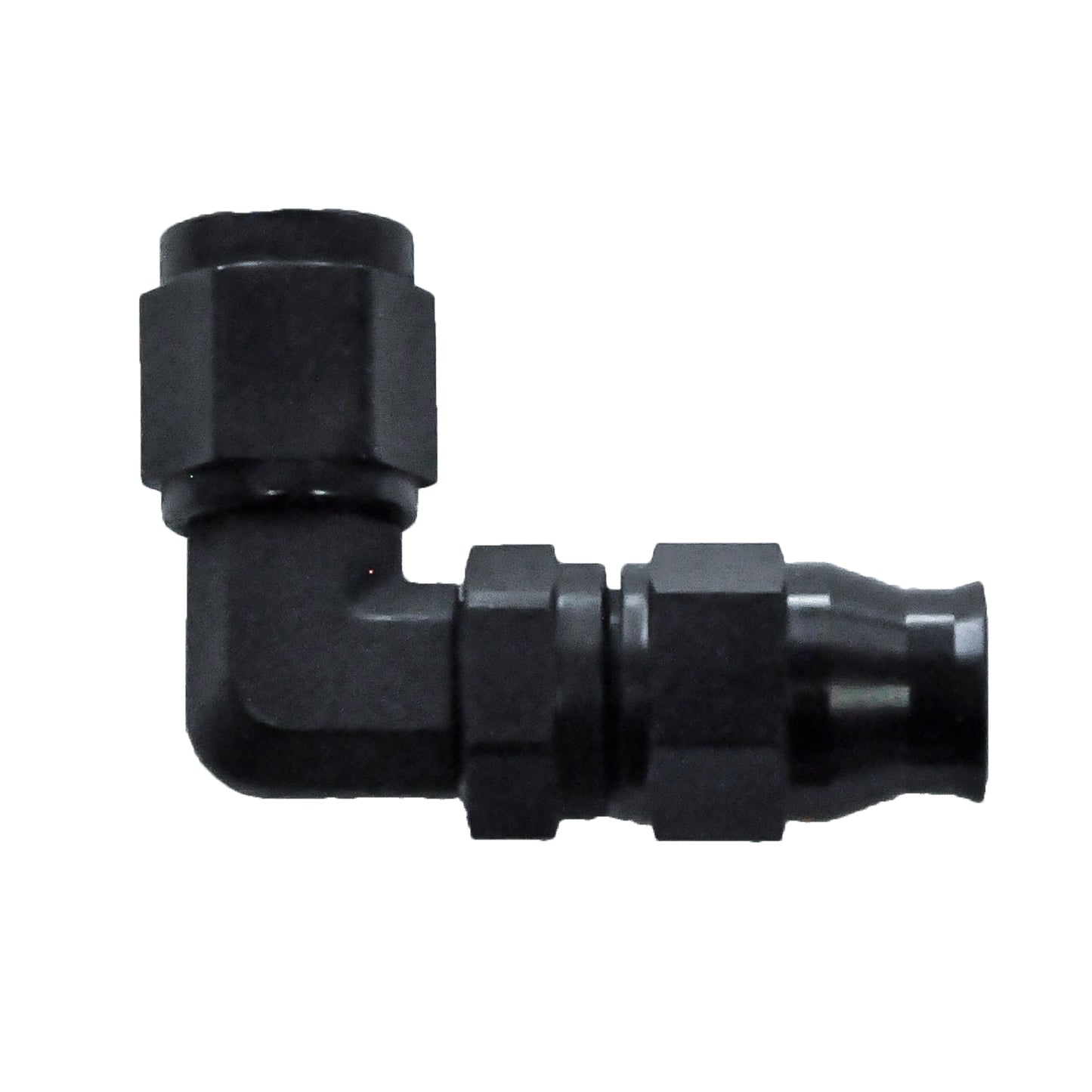 Reusable PTFE Hose End -04 | 90° Forged Steel Black